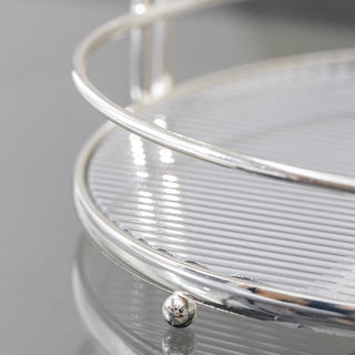 Clear Silver Stripe Pattern Oval Storage Rack