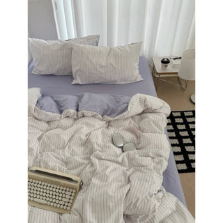 Purple Pinstripe Duvet Cover Set   Bed Cover  All Seasons