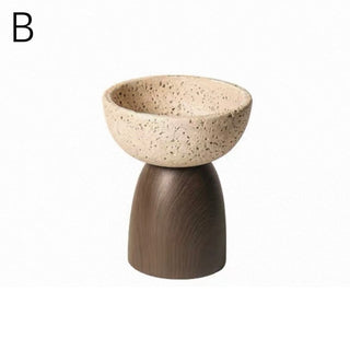 Travertine-style wood stand accessory tray