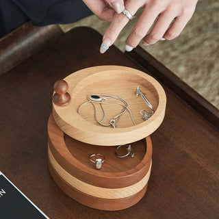 Natural Wood Sliding Tier Accessory Tray for Small Items Storage