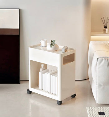 Caster-equipped 30cm wide iron storage wagonin  side table