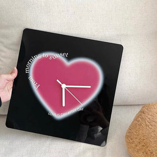 Heart Design Square Acrylic Clock Wall Clock