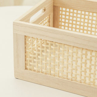 Wood Bamboo Storage Basket Set of 2 in
