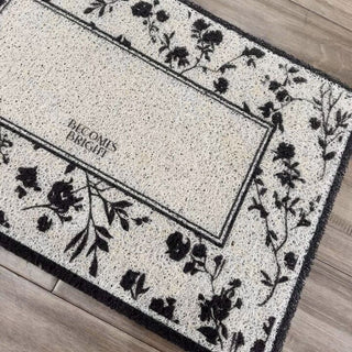 Black floral pattern entrance mat 50x80 mud-removing mat