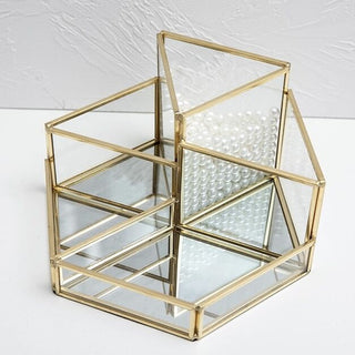 Hexagonal Gold Frame Clear Brush Stand