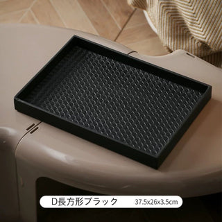 Monochrome Square Woven Leather Tray