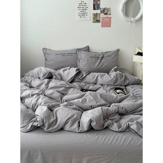 Plain Piping Lettering Duvet Cover Set