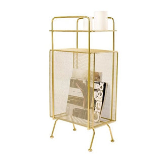 Iron Mesh Storage Magazine Rack Side Table