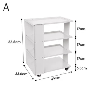 Wheeled Four-Tier Rack Side Table