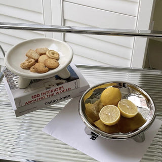 Footed Ceramic Round Tray  Plate