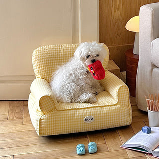 Checkered pattern small pet sofa for dogs and cats pet bed pet supplies pet cushion washable.