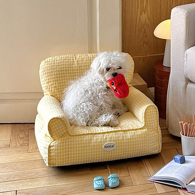 Checkered pattern small pet sofa for dogs and cats pet bed pet supplies pet cushion washable.
