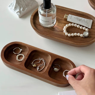 Acacia Wood Accessory Tray  Brown  Small Item Tray