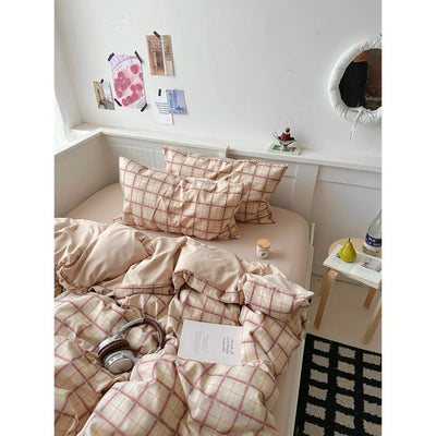 Orange Mix Check Pattern Duvet Cover Set 2 Sizes  All Seasons