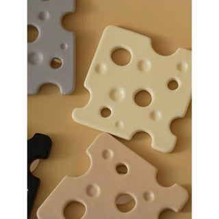 Cheese motif ceramic square coaster