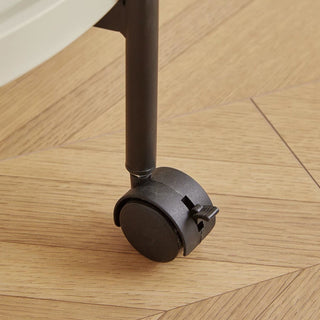 Round side table with castersin  wagon
