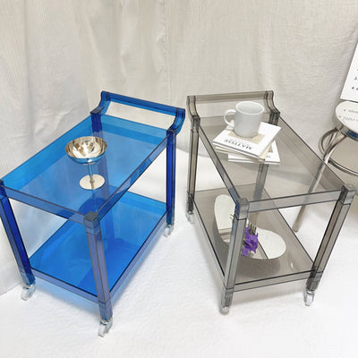 Clear Color Two-Tier Storage Rack Wagon  Side Table