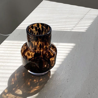 Leopard print glass flower vase