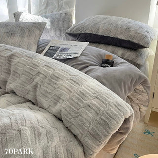 Nuance Gray Milk Velvet Winter Duvet Cover Set  Thick