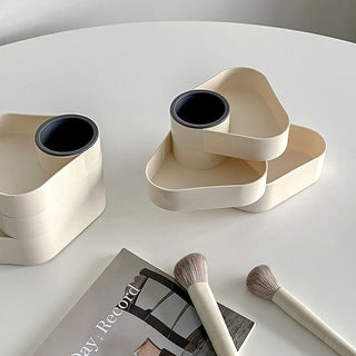 Triangle Three-Tier Sliding Brush Stand Pen Holder