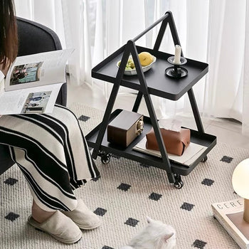 Caster-equipped Triangle Side Table