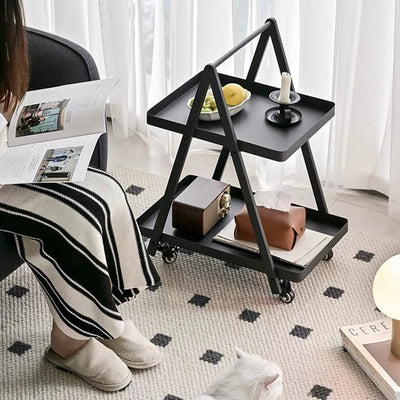 Caster-equipped Triangle Side Table