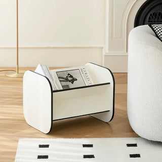 way Black Edge Magazine Rack Side Table Storage White Monotone