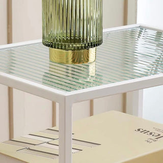 Iron Glass Storage Side Table
