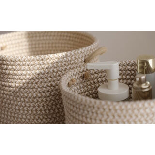 Handled Rope Braided Small Item Storage Basket Set   Set of 2