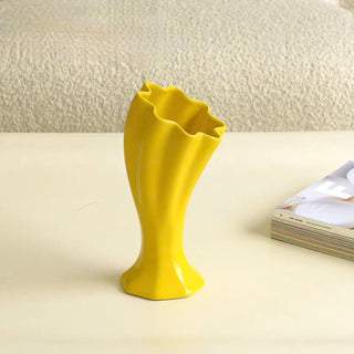 Yellow Trumpet-shaped Ceramic Flower Vase