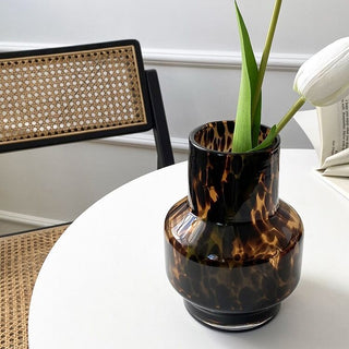Leopard print glass flower vase