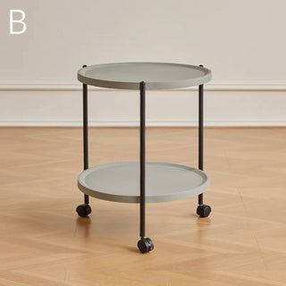 Round side table with castersin  wagon