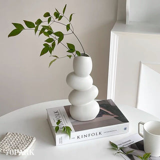 Unique motif white flower vase