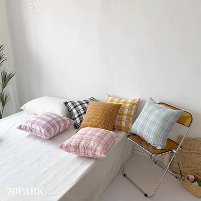 Color Check Pattern Cushion Cover