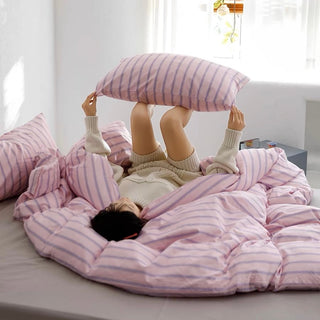 Pink Purple Stripe Duvet Cover Set