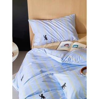 Blue Cat Stripe Duvet Cover Set  Bed Cover Cat