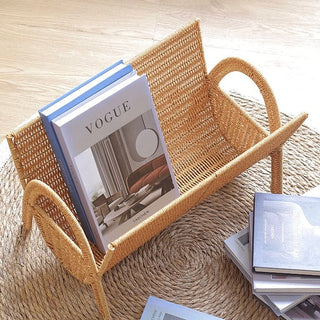 Rattan-style magazine rack storage book stand basket