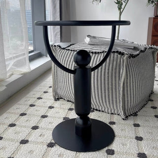 Modern Black Iron Round Compact Side Table