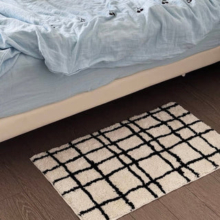 Monochrome Grid Door Mat Entrance Mat  50x80cm Absorbent Non-Slip Tufted