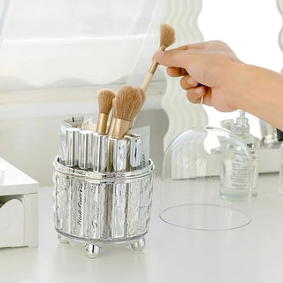 360 Degree Rotating Clear Makeup Brush Stand with Cover   Pen Holder