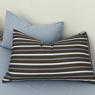 Gray x Blue Stripe Soft Cotton Duvet Cover Set   Bed Cover  All Seasons  Year-Round