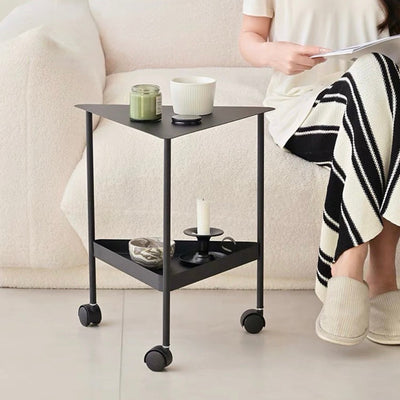 Castered Triangle Side Table Wagon Black