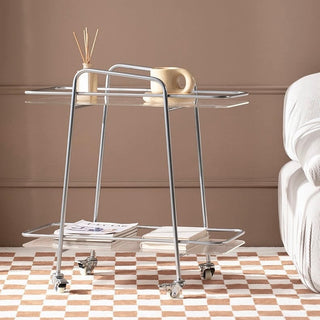 Castered Clear Two-Tier Storage Rack Wagon Side Table