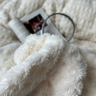 White Beige Thick Milk Fleece Winter Duvet Cover Set