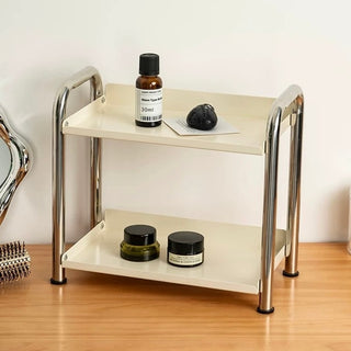 Stainless steel silver frame two-tier storage rack