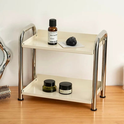 Stainless steel silver frame two-tier storage rack