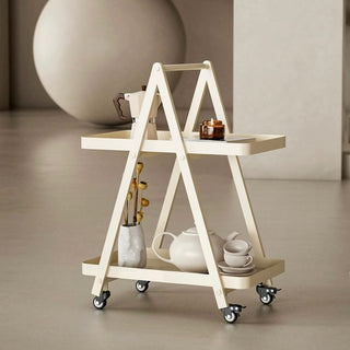 Caster-equipped Triangle Side Table