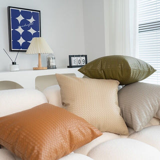 Braided-look faux leather cushion cover