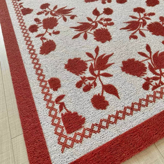 Red floral pattern entrance mat 50x80 mud-removing mat