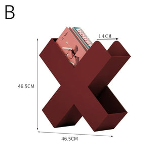 X-shaped Iron Magazine Rack Storage Book Stand